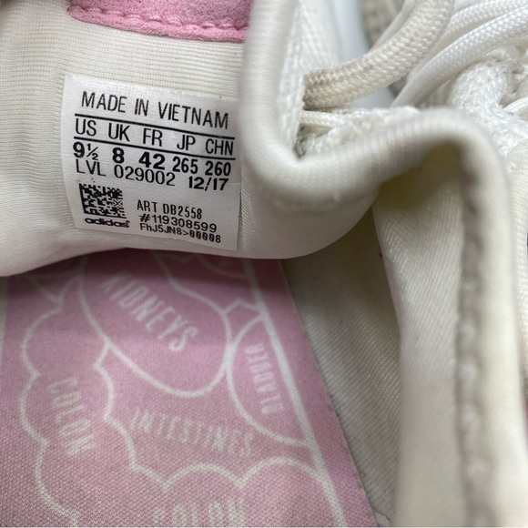 ADIDAS X PHARRELL WILLIAMS HU TENNIS SHOES SNEAKERS WHITE PINK SIZE 9.5 Women’s - Picture 7 of 7